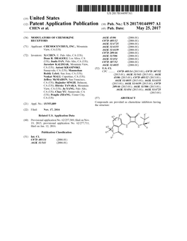 (12) Patent Application Publication (10) Pub. No.: US 2017/0144997 A1 CHEN Et Al