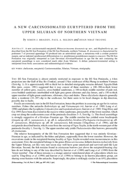 A New Carcinosomatid Eurypterid from the Upper Silurian of Northern Vietnam