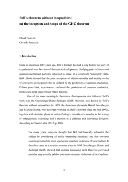 Bell's Theorem Without Inequalities: on the Inception and Scope of the GHZ