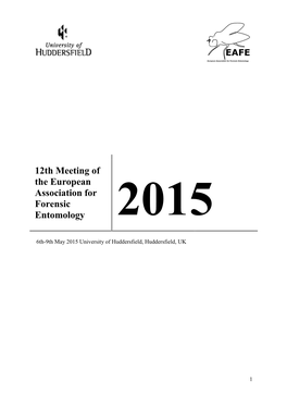 12Th Meeting of the European Association for Forensic Entomology 2015