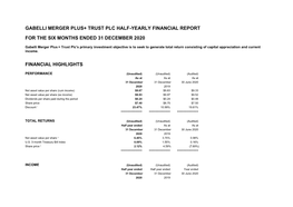 Gabelli Merger Plus+ Trust Plc Half-Yearly Financial Report