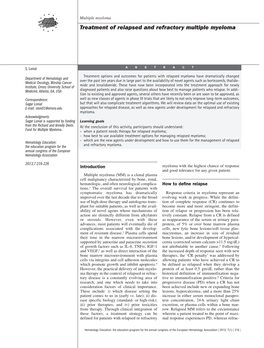 Treatment of Relapsed and Refractory Multiple Myeloma