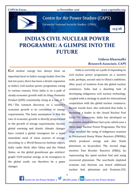 India's Civil Nuclear Power