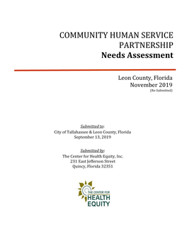 COMMUNITY HUMAN SERVICE PARTNERSHIP Needs Assessment