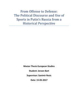 The Political Discourse and Use of Sports in Putin's Russia from A