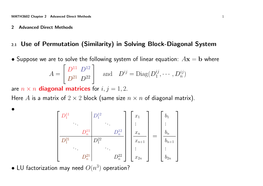 2.1 Use of Permutation (Similarity) in Solving Block-Diagonal System