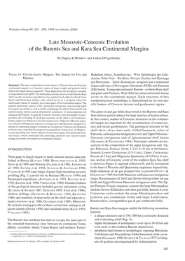 Late Mesozoic-Cenozoic Evolution of the Barents Sea and Kara Sea Continental Margins