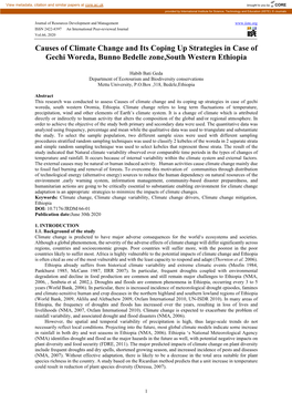 Causes of Climate Change and Its Coping up Strategies in Case of Gechi Woreda, Bunno Bedelle Zone,South Western Ethiopia