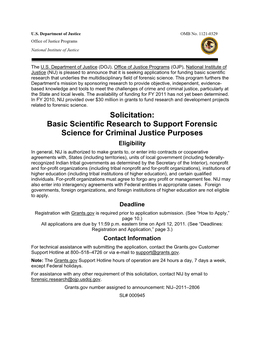 Solicitation: Basic Scientific Research to Support Forensic Science for Criminal Justice Purposes