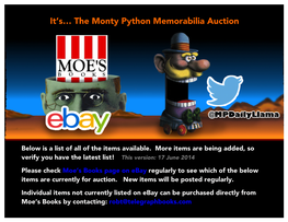 It's… the Monty Python Memorabilia Auction