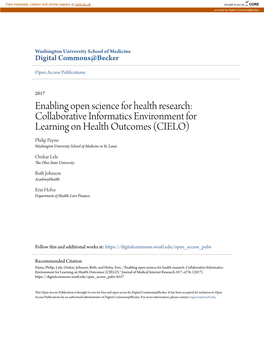 Enabling Open Science for Health Research: Collaborative Informatics