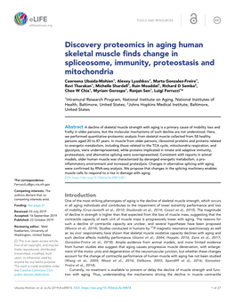 Discovery Proteomics in Aging Human Skeletal Muscle Finds Change In
