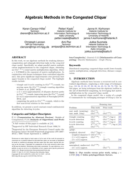 Algebraic Methods in the Congested Clique∗