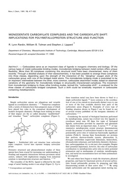 Monodentate Carboxylate Complexes and the Carboxylate Shift: Implications for Polymetalloprotein Structure and Function