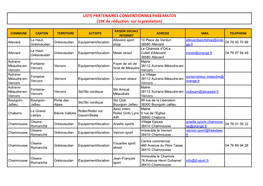 LISTE PARTENAIRES CONVENTIONNES PASS MATOS (10€ De Réduction Sur La Prestation)