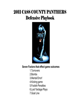 2011 CASS COUNTY PANTHERS Defensive Playbook