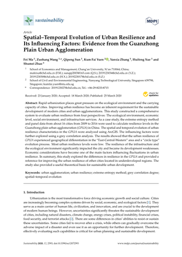 Spatial–Temporal Evolution of Urban Resilience and Its Influencing Factors