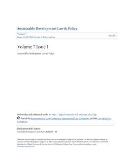 Volume 7 Issue 1 Sustainable Development Law & Policy
