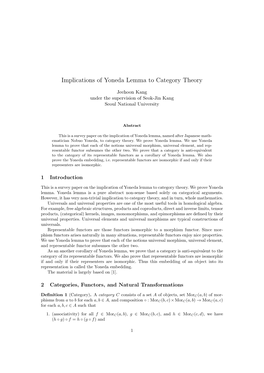 Implications of Yoneda Lemma to Category Theory