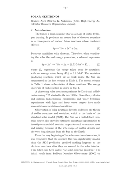 1– SOLAR NEUTRINOS Revised April 2002 by K. Nakamura