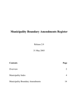Municipality Boundary Amendments Register