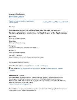Diptera: Nematocera: Tipulomorpha) and Its Implications for the Phylogeny of the Tipulomorpha