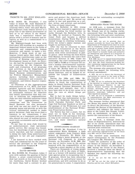 CONGRESSIONAL RECORD—SENATE December 5, 2000 TRIBUTE to MS