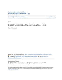 Errors, Omissions, and the Tennessee Plan Brian T