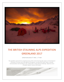 The British Stauning Alps Expedition Greenland 2017