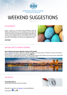 WEEKEND SUGGESTIONS Week 12