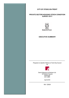 City of Stoke-On-Trent Private Sector Housing Stock Condition Survey