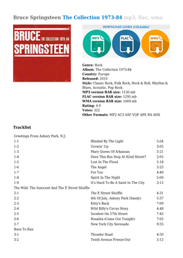 Bruce Springsteen the Collection 1973-84 Mp3, Flac, Wma