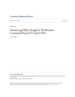 The Bomber Command Raid of 25 April 1945 Oliver Haller