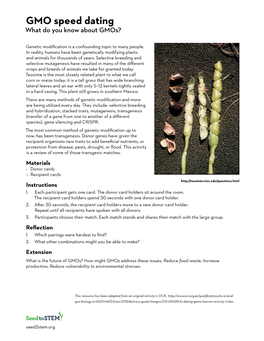 GMO Speed Dating What Do You Know About Gmos?