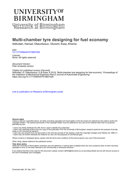 University of Birmingham Multi-Chamber Tyre Designing For