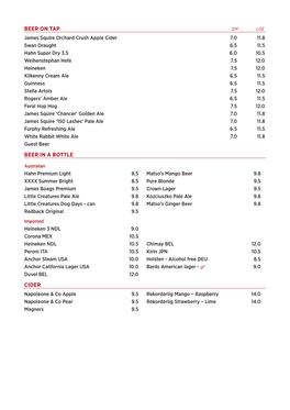 Adelphi Grill Drinks Menu 2018