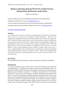 Business Clustering Along the M1-N3-N1 Corridor Between Johannesburg and Pretoria, South Africa