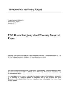 Environmental Monitoring Report PRC: Hunan Xiangjiang Inland
