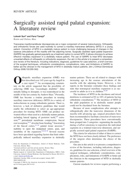 Surgically Assisted Rapid Palatal Expansion: a Literature Review