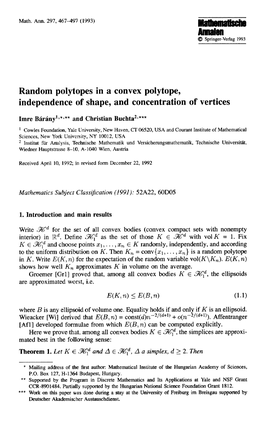 Random Polytopes in a Convex Polytope, Independence of Shape, and Concentration of Vertices