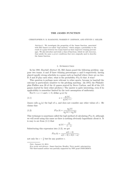 THE JAMES FUNCTION 1. Introduction In