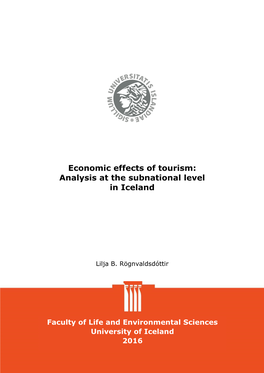 Economic Effects of Tourism: Analysis at the Subnational Level in Iceland