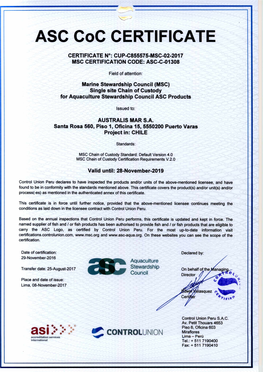 ASC Coc CERTIFICATE