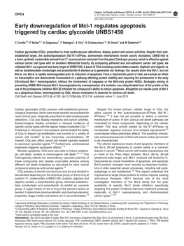 Early Downregulation of Mcl-1 Regulates Apoptosis Triggered by Cardiac Glycoside UNBS1450