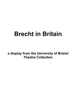 Brecht in Britain