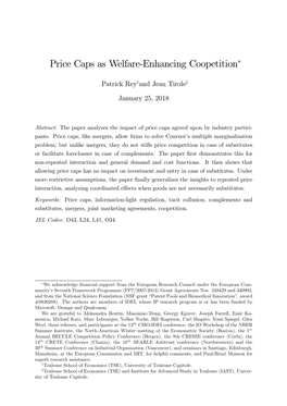 Price Caps As Welfare-Enhancing Coopetition∗