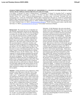 Characterization of a Subsurface Biosphere in a Massive Sulfide Deposit at Rio Tinto, Spain: Implications for Extant Life on Mars