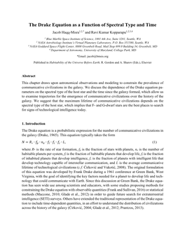 The Drake Equation As a Function of Spectral Type and Time Jacob Haqq-Misra1,2,* and Ravi Kumar Kopparapu1,2,3,4