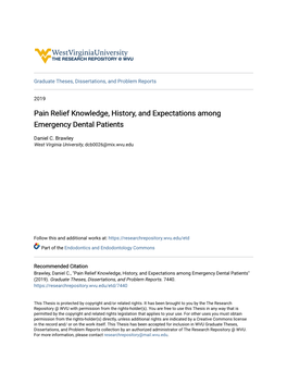 Pain Relief Knowledge, History, and Expectations Among Emergency Dental Patients