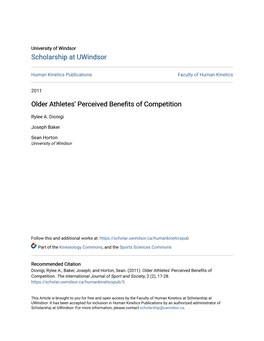 Older Athletes' Perceived Benefits of Competition